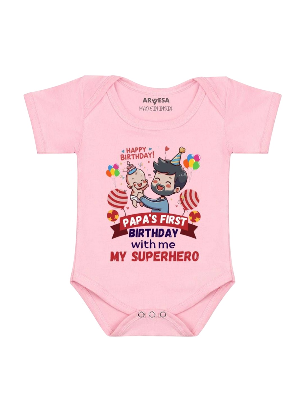 

Arvesa Infants Graphic Typography Printed Cotton Romper, Pink