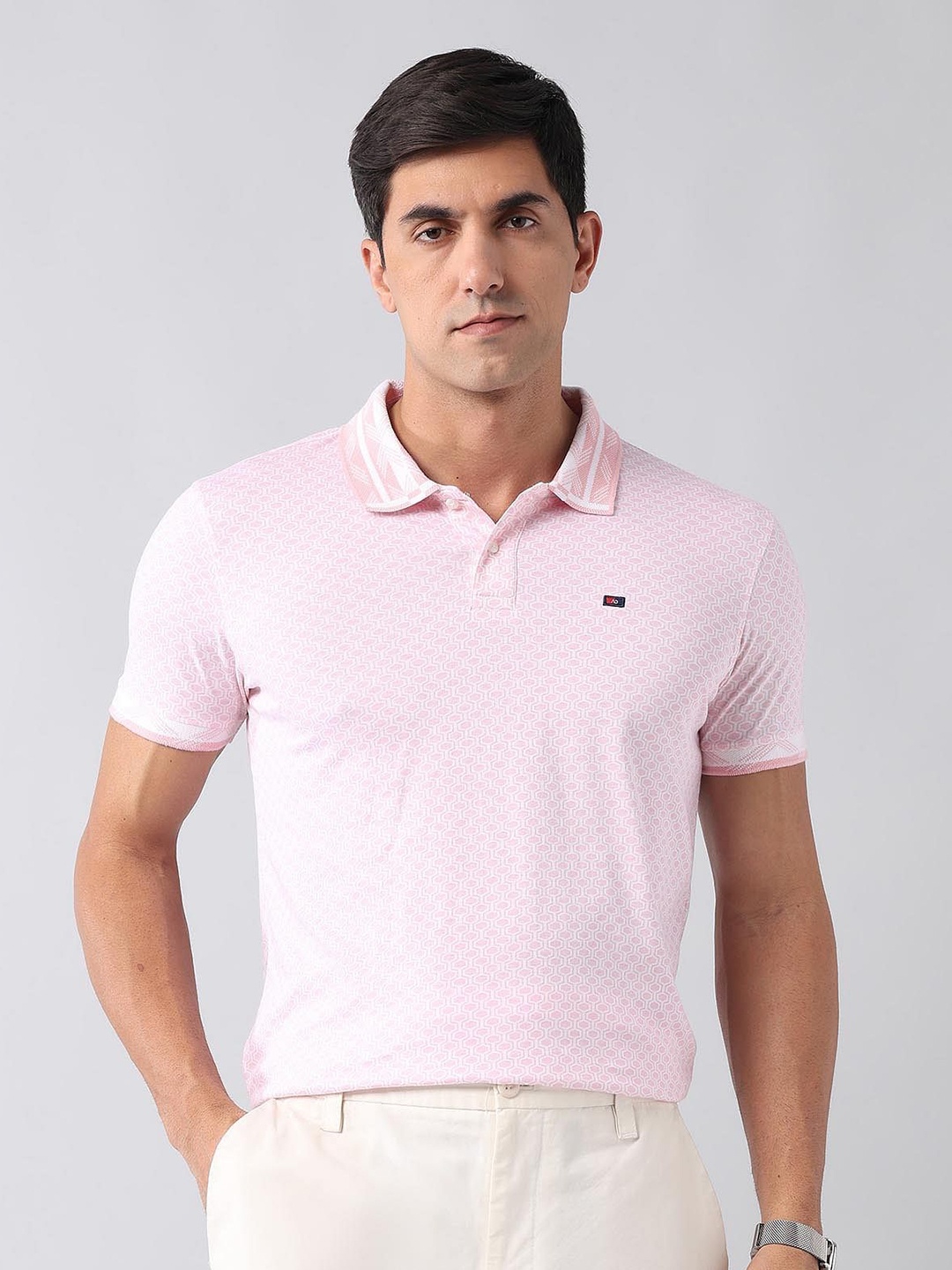 

AD By Arvind Men Polo Collar Slim Fit T-shirt, Pink