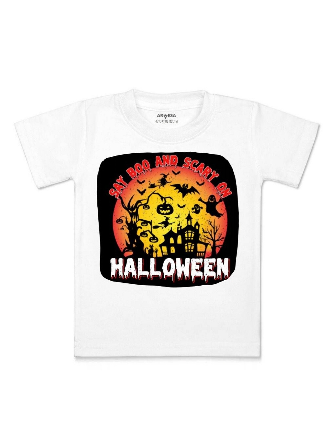 

Arvesa First Halloween Printed Kids Unisex T-shirt, White