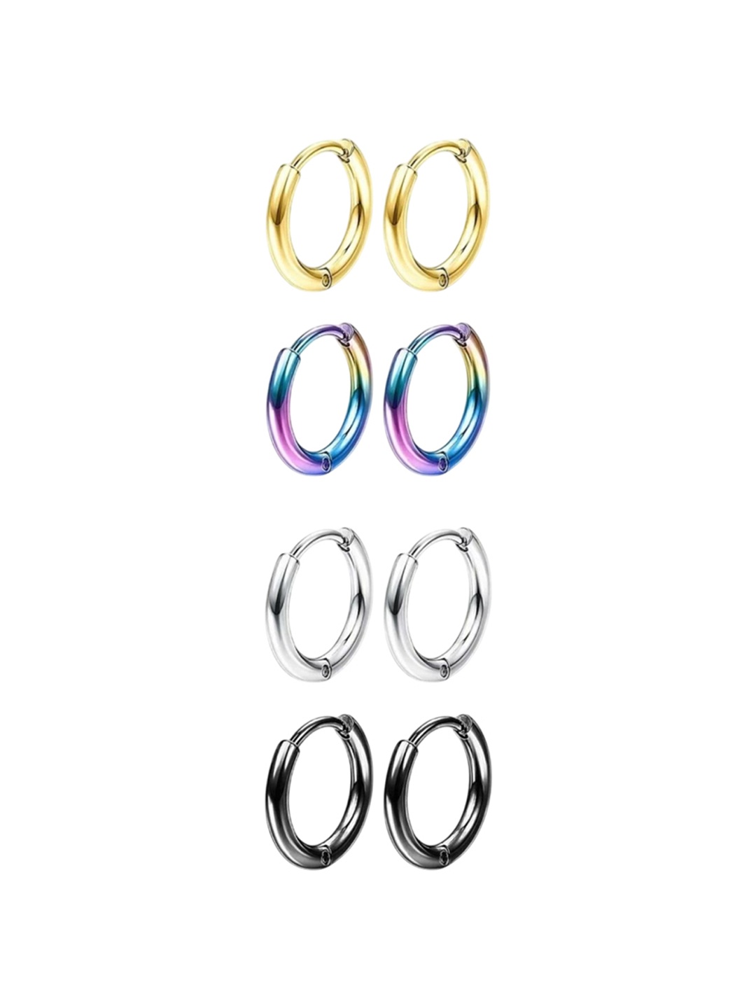 

V FASHION JEWELLERY Set Of 4 Circular Shaped Hoop Earrings, Gold