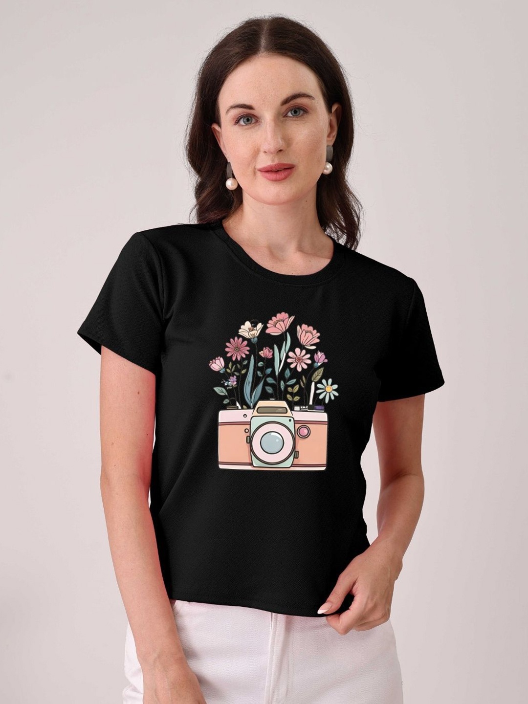 

Moda Rapido Women Printed T-shirt, Black