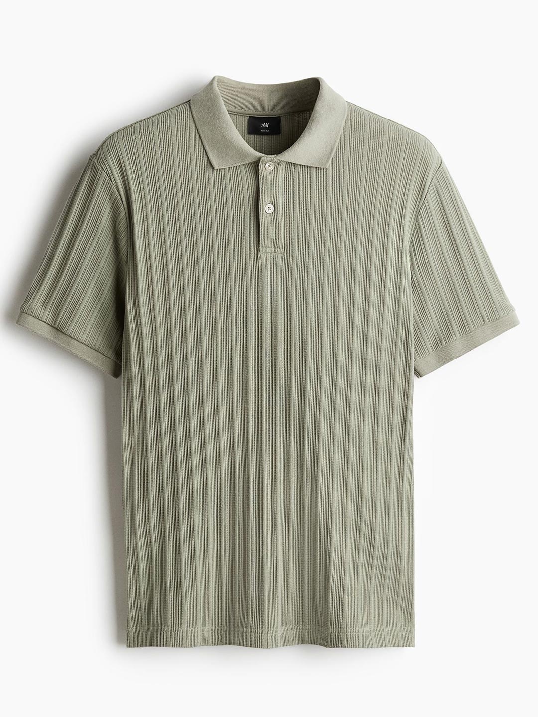 

H&M Slim Fit Textured Jersey Polo Shirt, Green