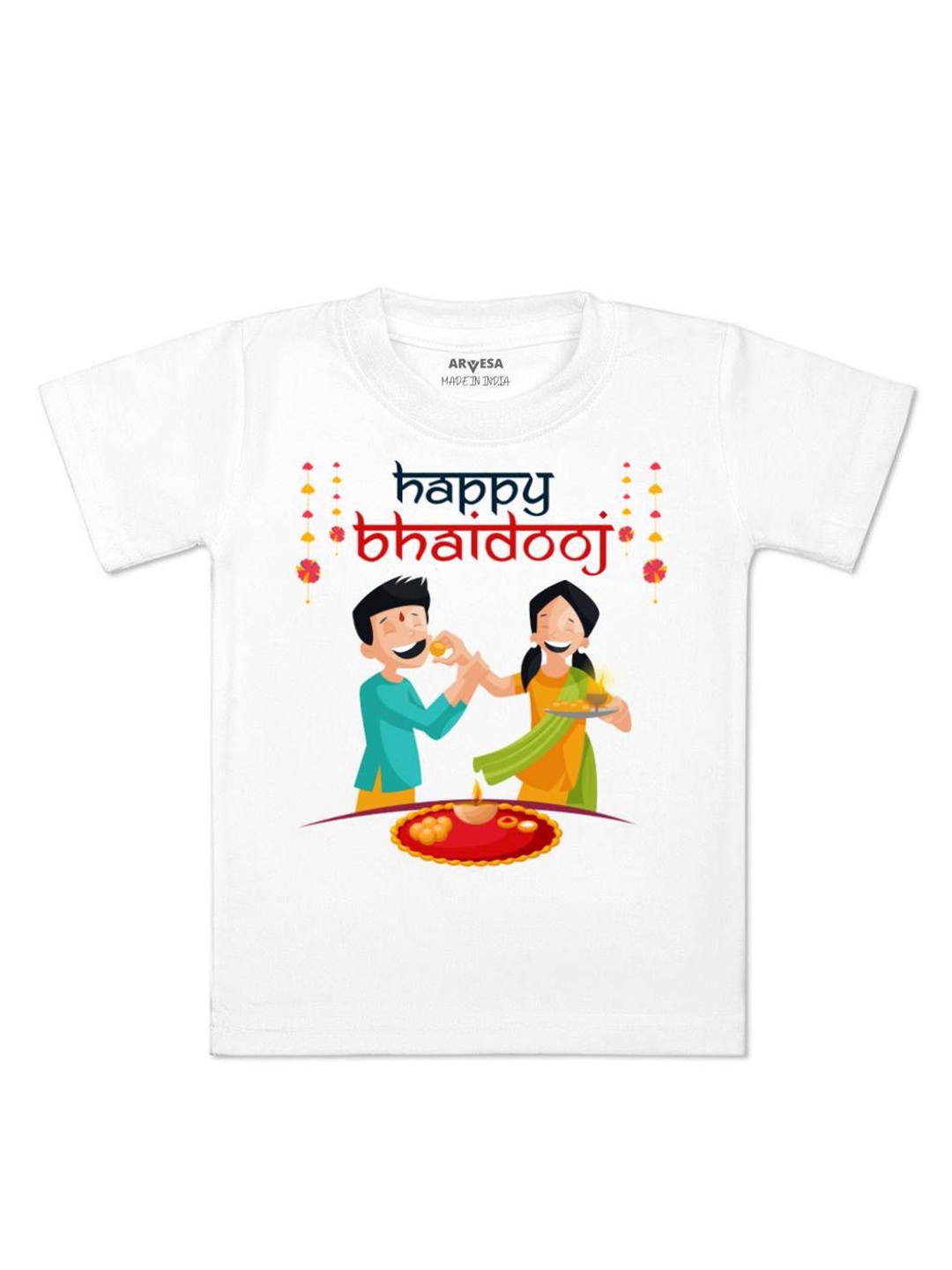 

Arvesa First Diwali Printed Kids Unisex T-shirt, White