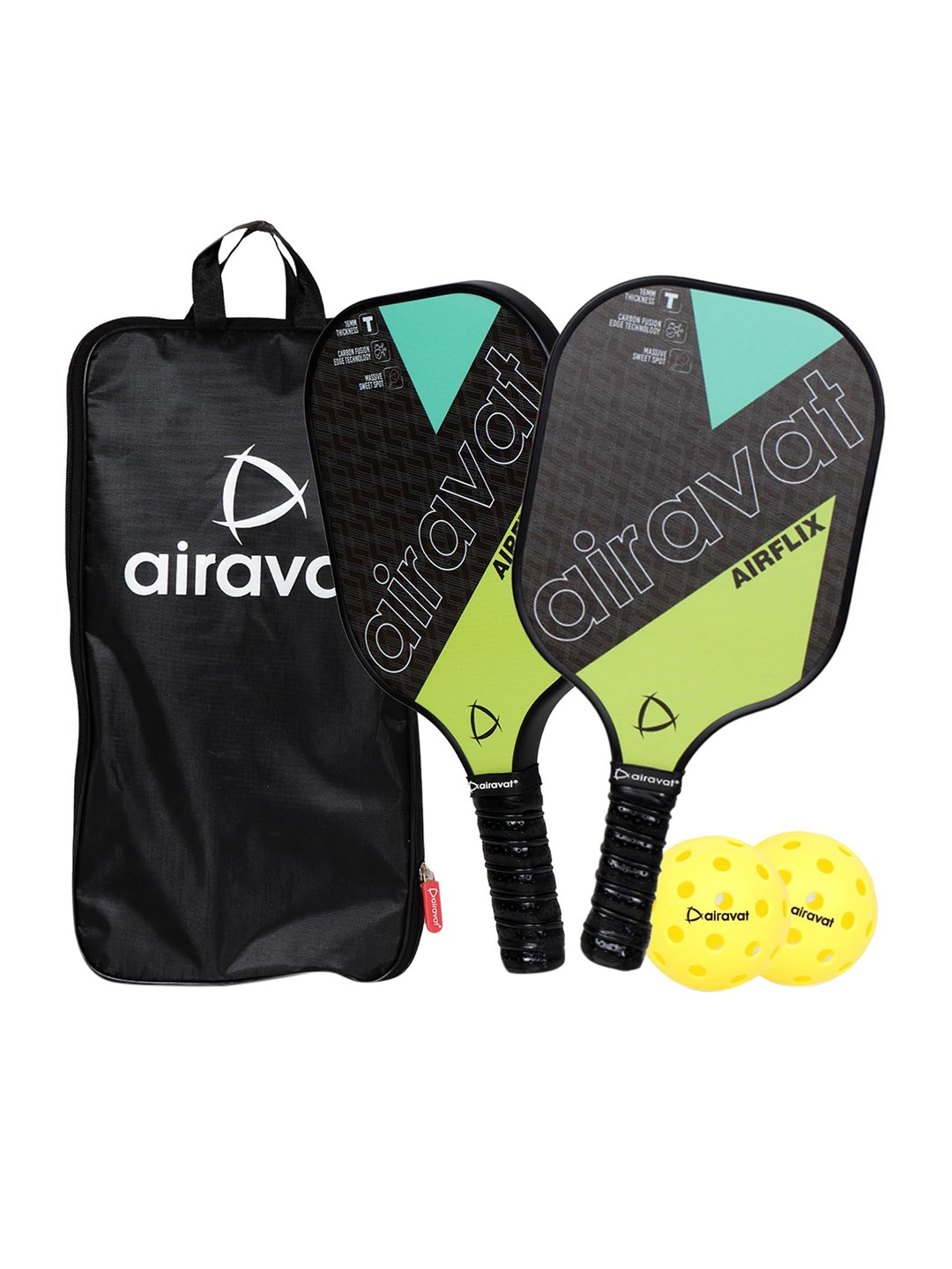 

AIRAVAT 4-Pcs Printed Airflix 102OL Pickleball Paddle Set, Black