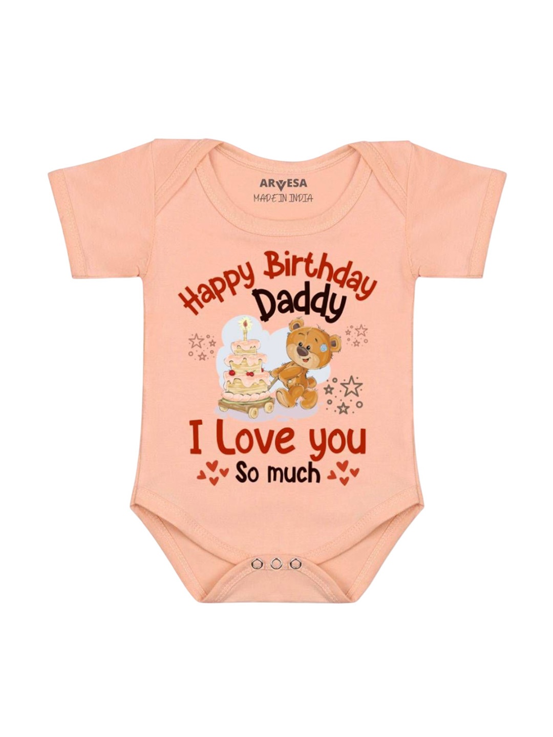 

Arvesa Kids Happy Birthday Daddy. I Love You So Much. Printed Romper, Peach