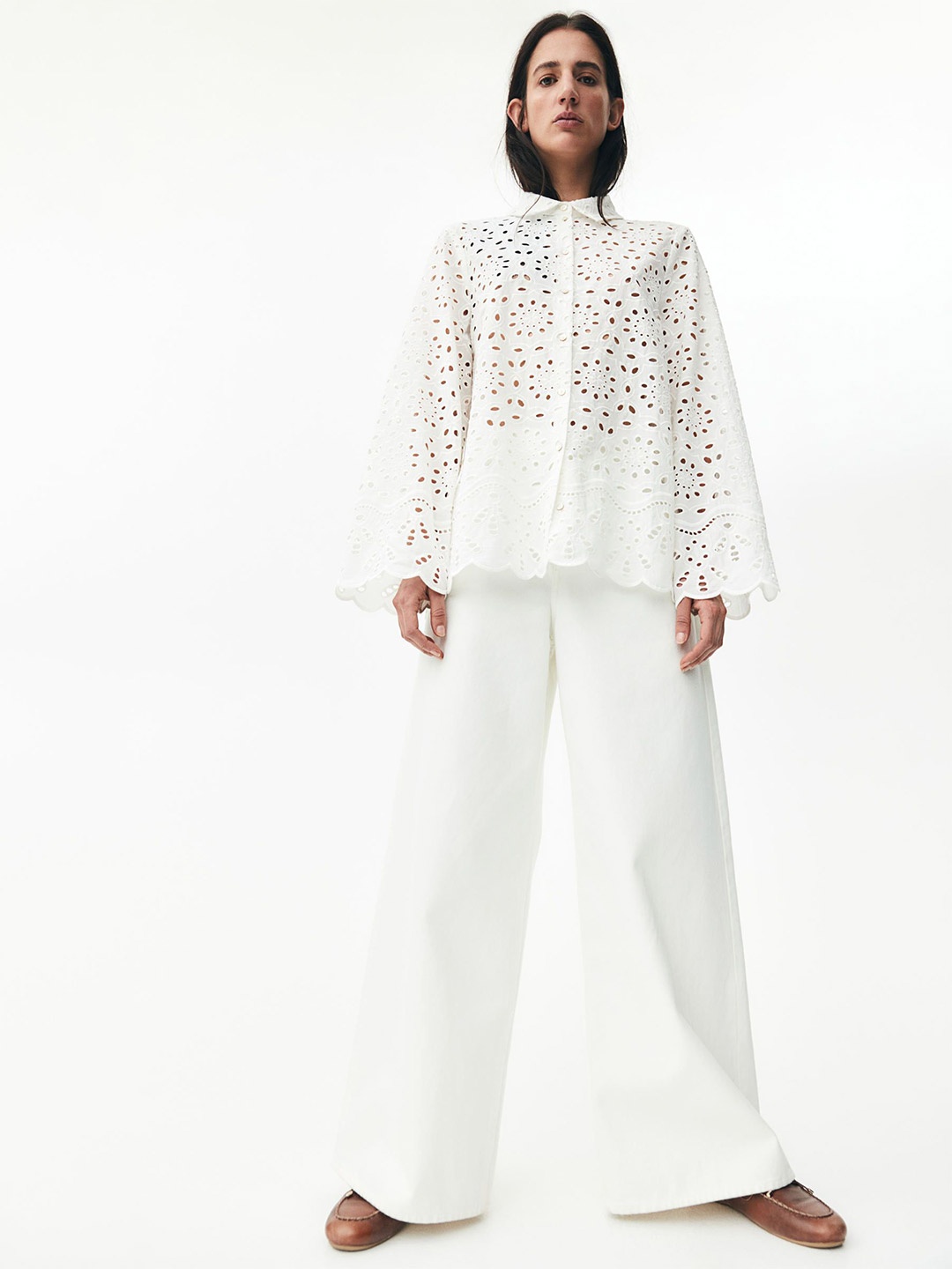 

H&M Broderie Anglaise Shirt, White