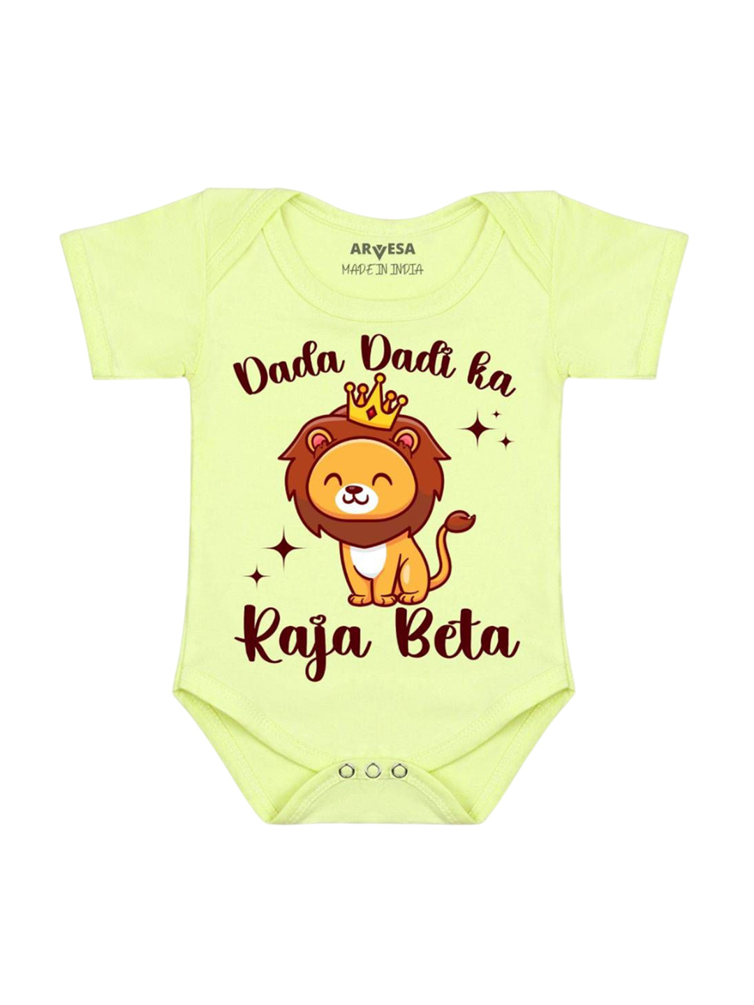 

Arvesa Kids Dada Dadi Ka Raja Beta Printed Romper, Yellow