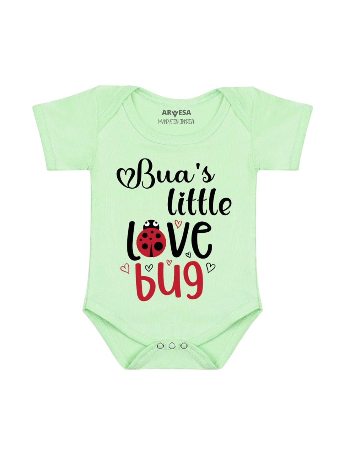 

Arvesa Bua Little Love Bug Printed Romper, Green