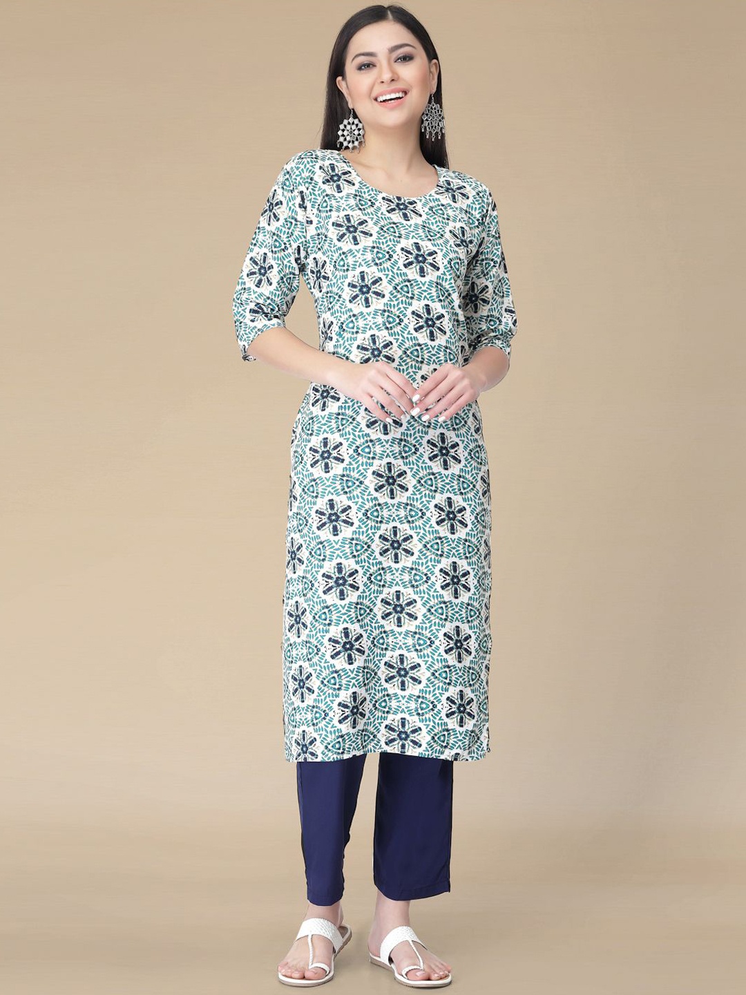 

Moda Rapido Floral Printed Straight Kurta with Trouser, Blue