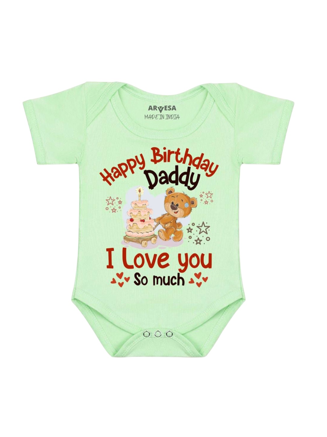 

Arvesa Kids Happy Birthday Daddy. I Love You So Much. Printed Romper, Green