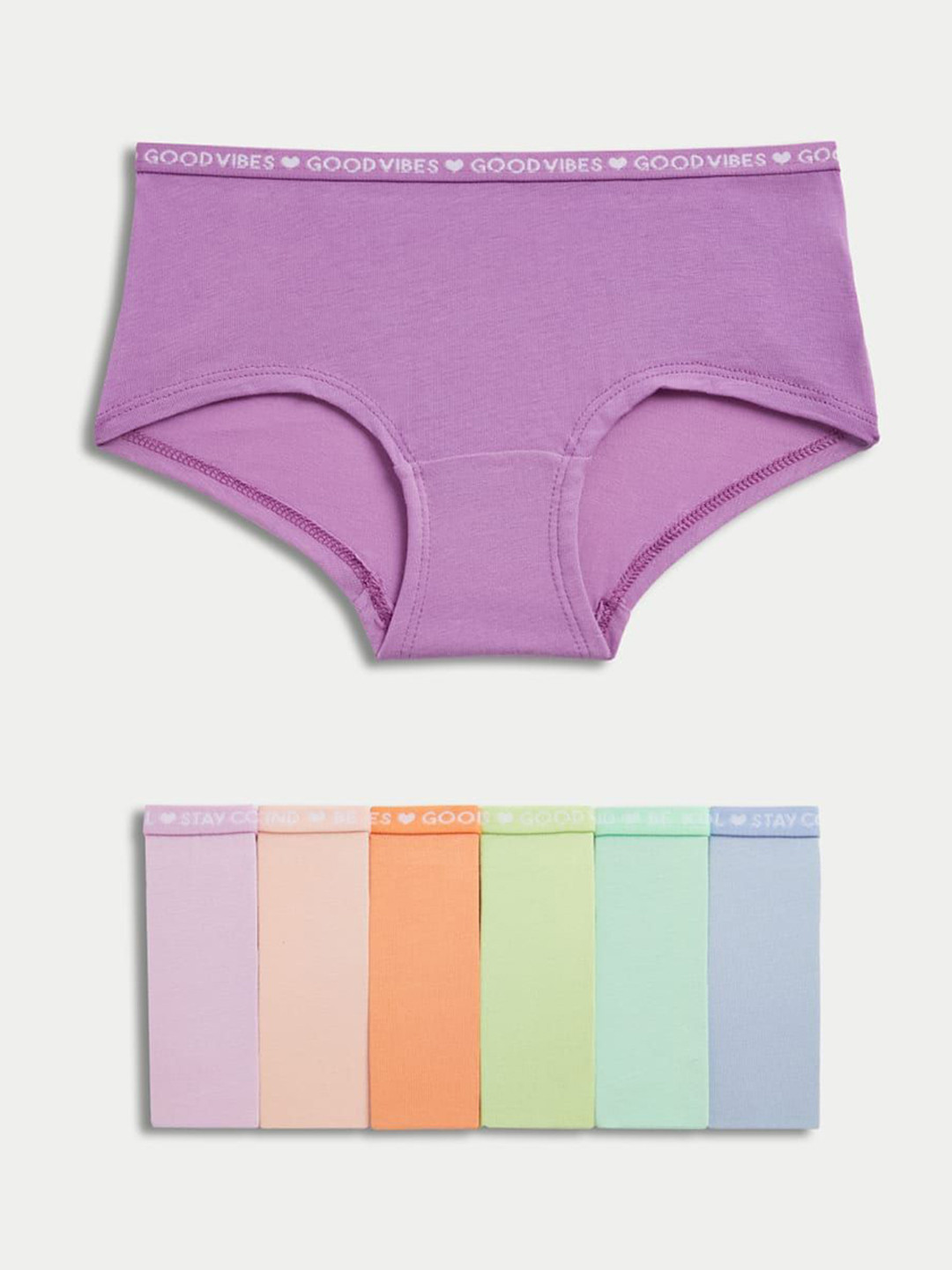 

Marks & Spencer Girls Pack Of 7 Slogan Waistband Boy ShortsT711943DMULTI/BRIGHTS_1, Purple