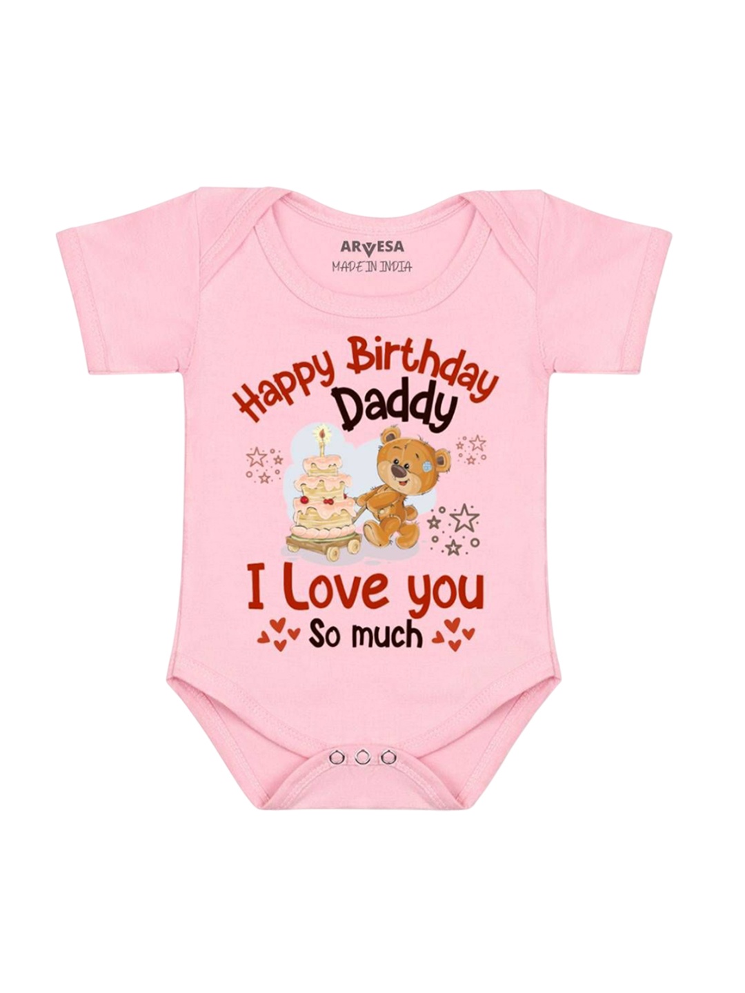 

Arvesa Kids Happy Birthday Daddy. I Love You So Much. Printed Romper, Pink