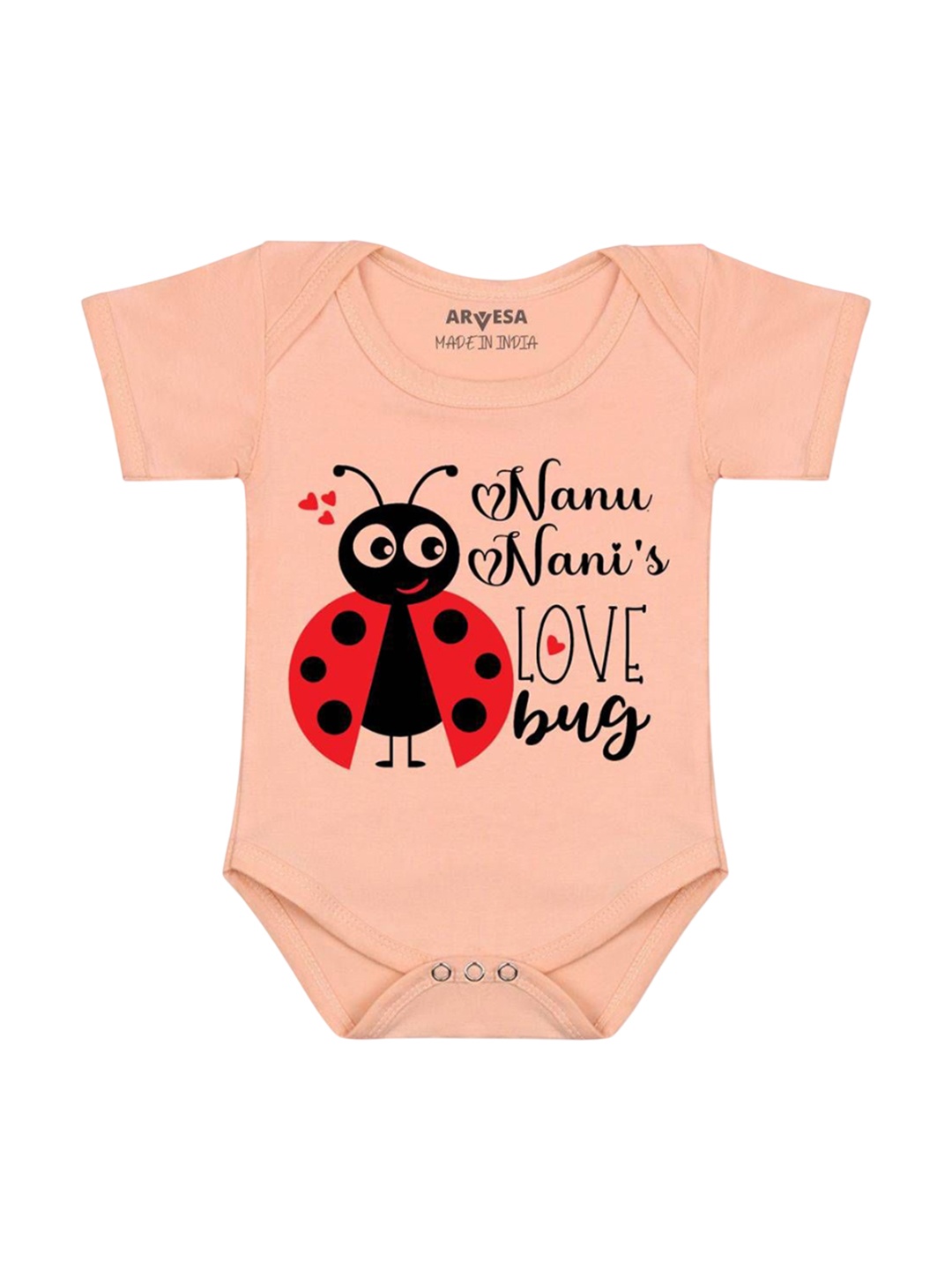 

Arvesa Kids Nanu Nani Love Bug Printed Romper, Peach