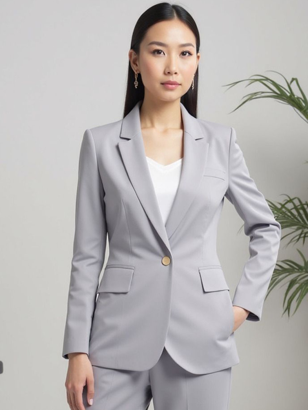 

Shiv traders collection Single-Breasted Notched Lapel Collar Formal Blazers, Grey