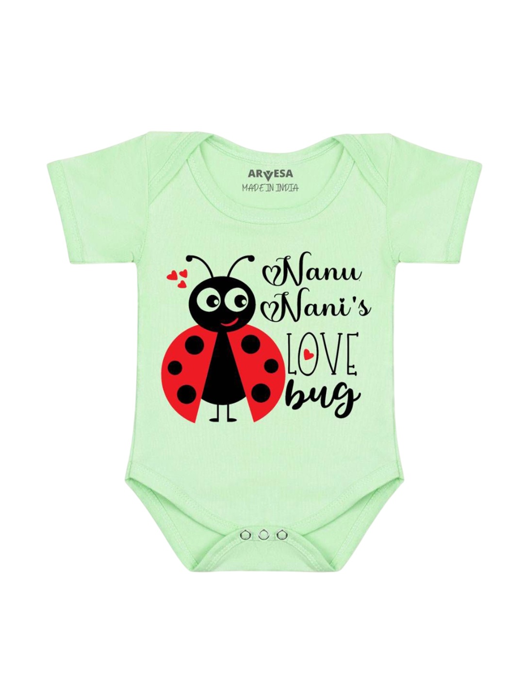 

Arvesa Unisex Nanu Nani Love Bug Printed Romper, Green
