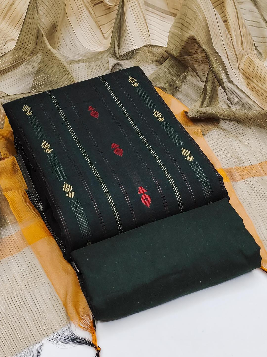 

SAINOOR Woven Design Unstitched Dress Material, Green