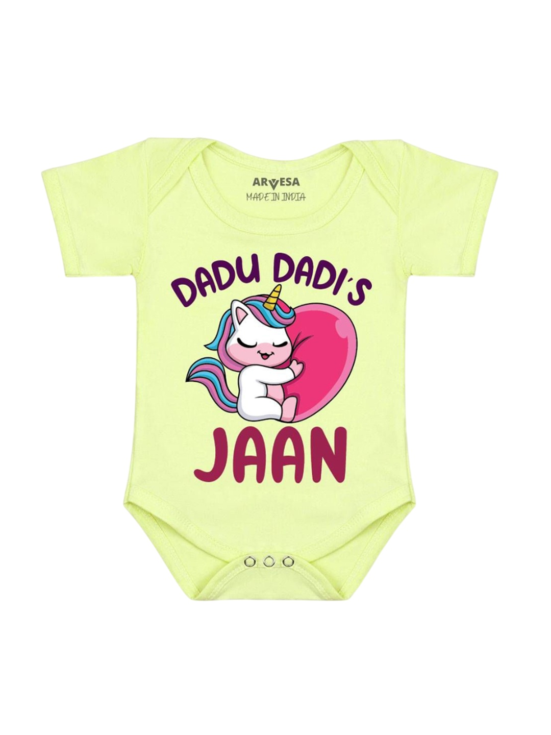 

Arvesa Dada Dadi Jaan Printed Romper, Yellow