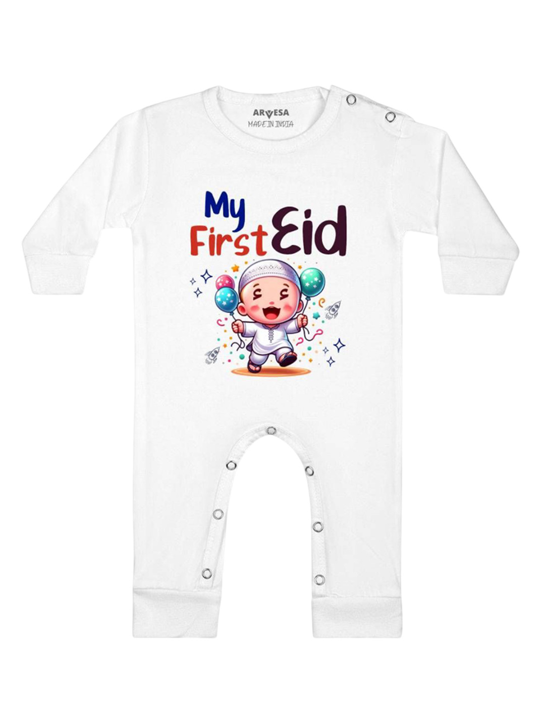 

Arvesa Infants My First Eid Printed Bodysuit, White