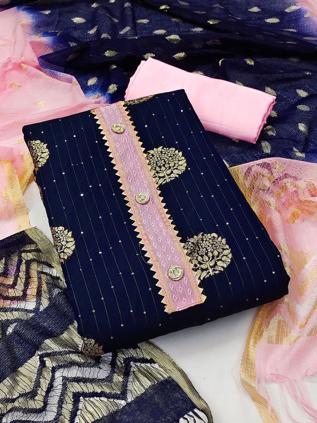 

SAINOOR Unstitched Dress Material, Blue