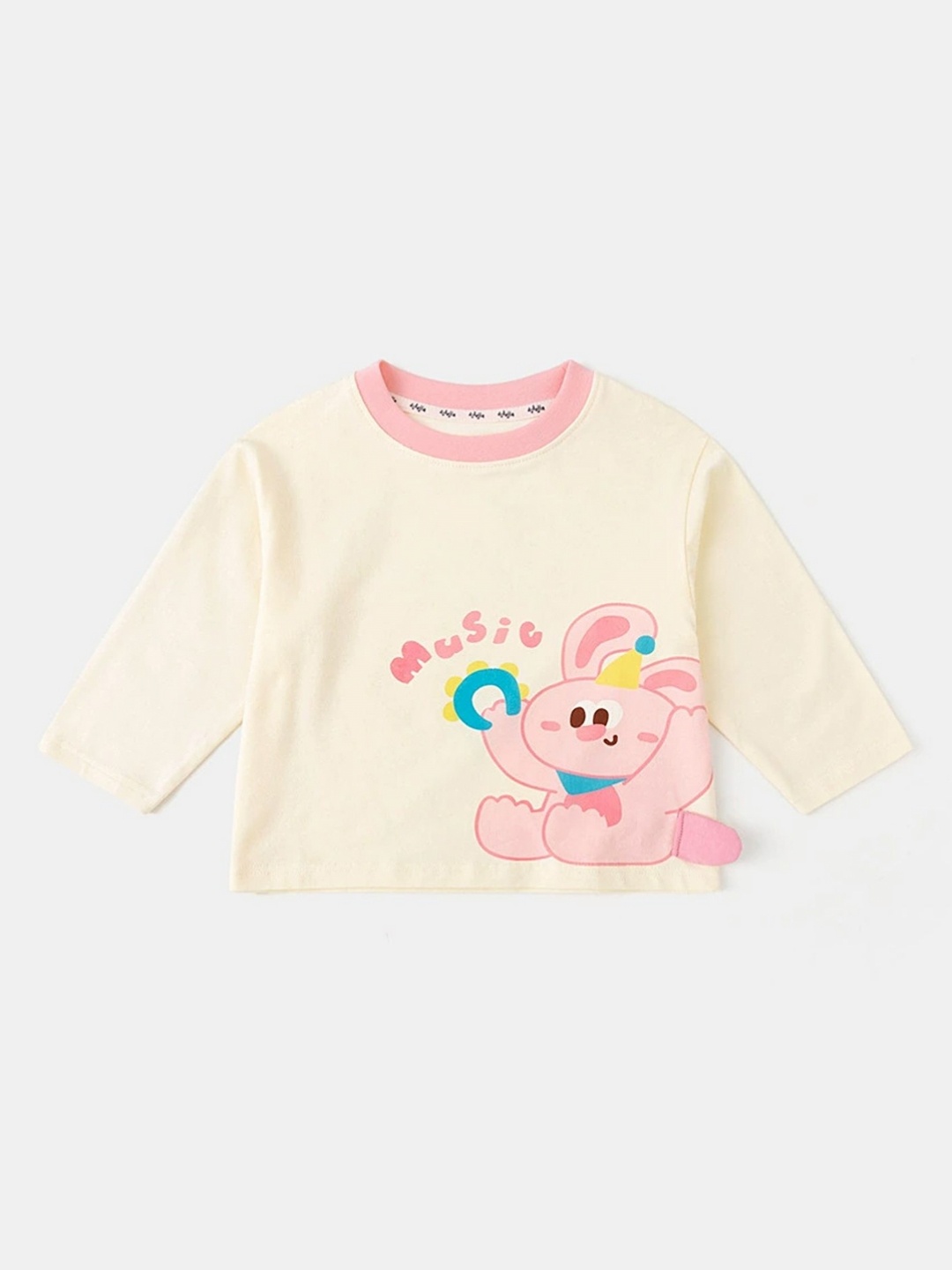 

LULU & SKY Girls Graphic Printed Round Neck Cotton T-shirt, Off white