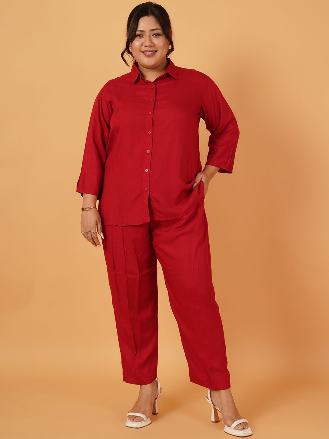 

ANGOORI FASHION Shirt Collar Shirt & Trousers, Red