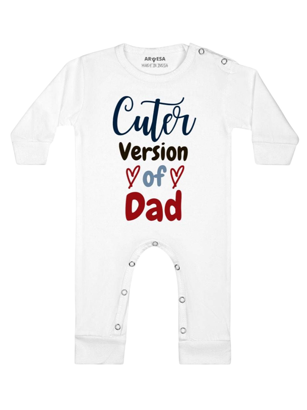 

Arvesa Kids Cuter Version Of Dad Printed Baby Romper, White
