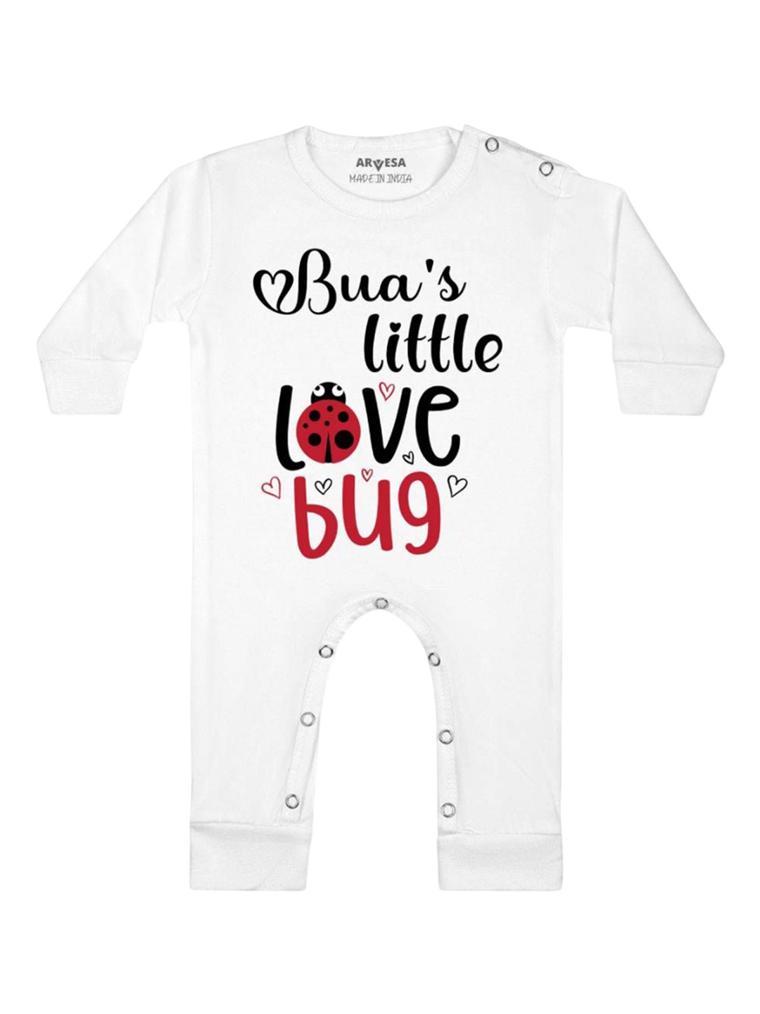 

Arvesa Kids Bua Little Love Bug Printed Baby Romper, White
