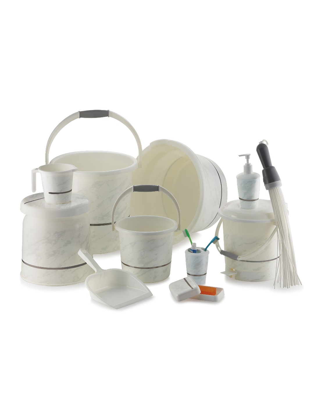 

NABHYA White 11 Pieces Plastic Bathroom Accessory Set