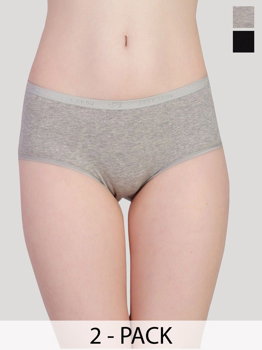 

PLUMBURY Pack Of 2 Mid Rise Period Briefs - PL-PANTY2006-BL/GR-S, Black