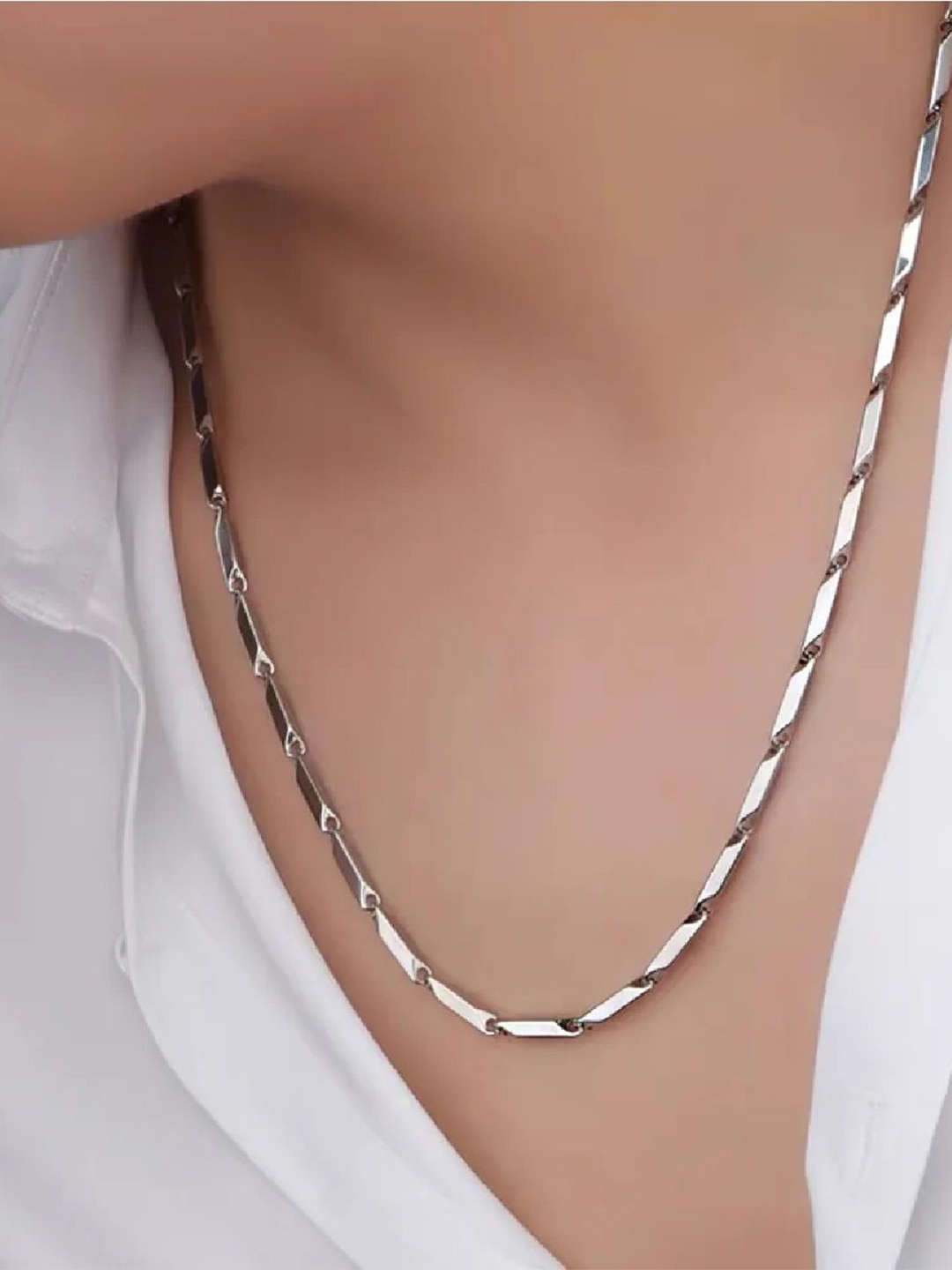 

Crazy Fashion Unisex Stainless Steel Silver-Plated Minimal Chain