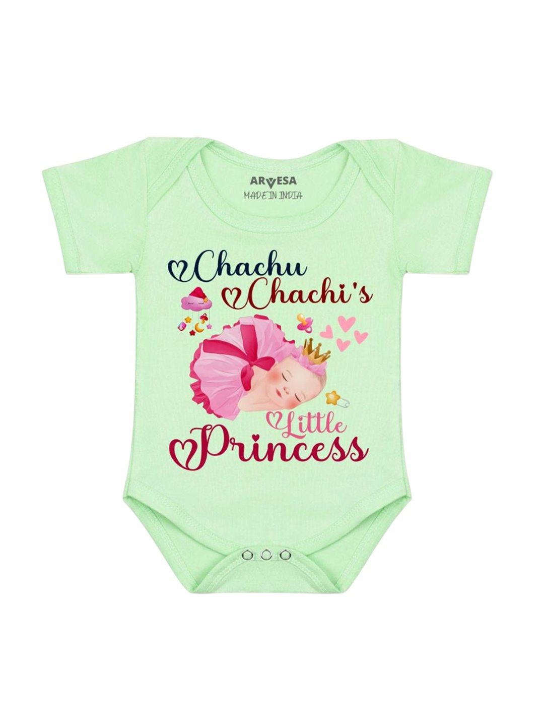 

Arvesa Chachu Chachi'S Little Princess Printed Romper, Green