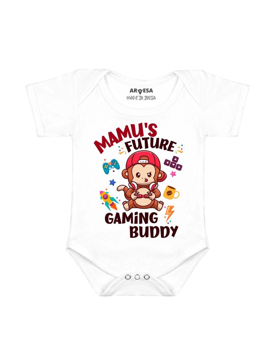 

Arvesa Mamu Future Gaming Buddy Printed Romper, White