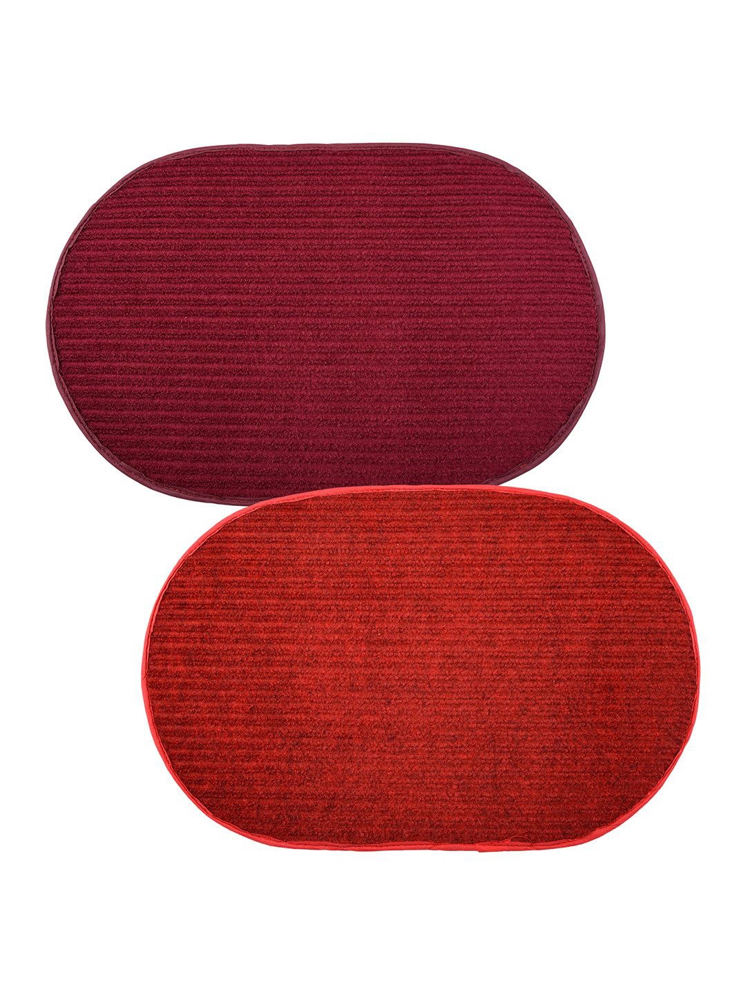 

Kuber Industries Red & Maroon 2 Pieces Oval Shaped Doormats