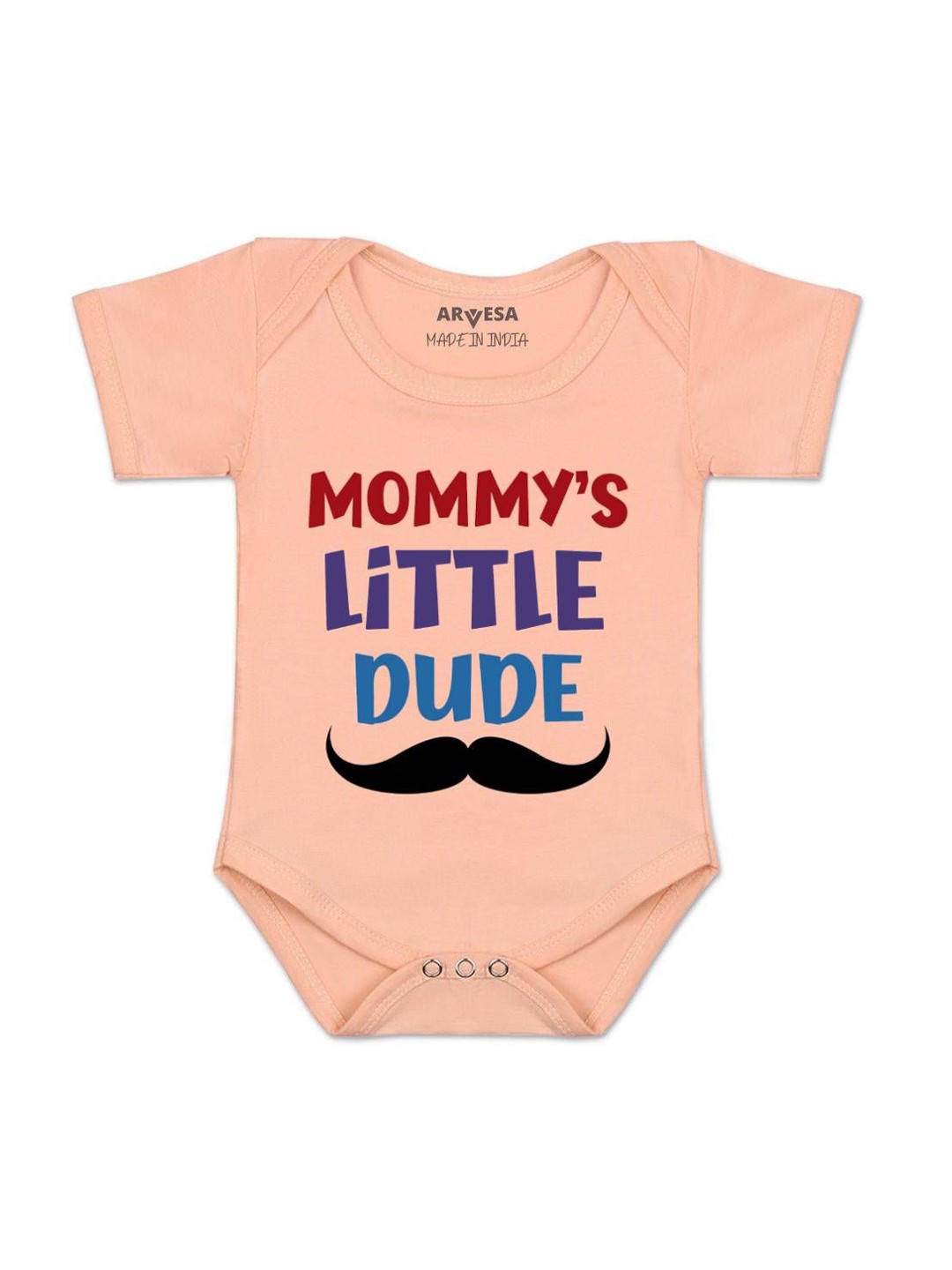 

Arvesa Kids Mommy Little Dude Printed Romper, Peach