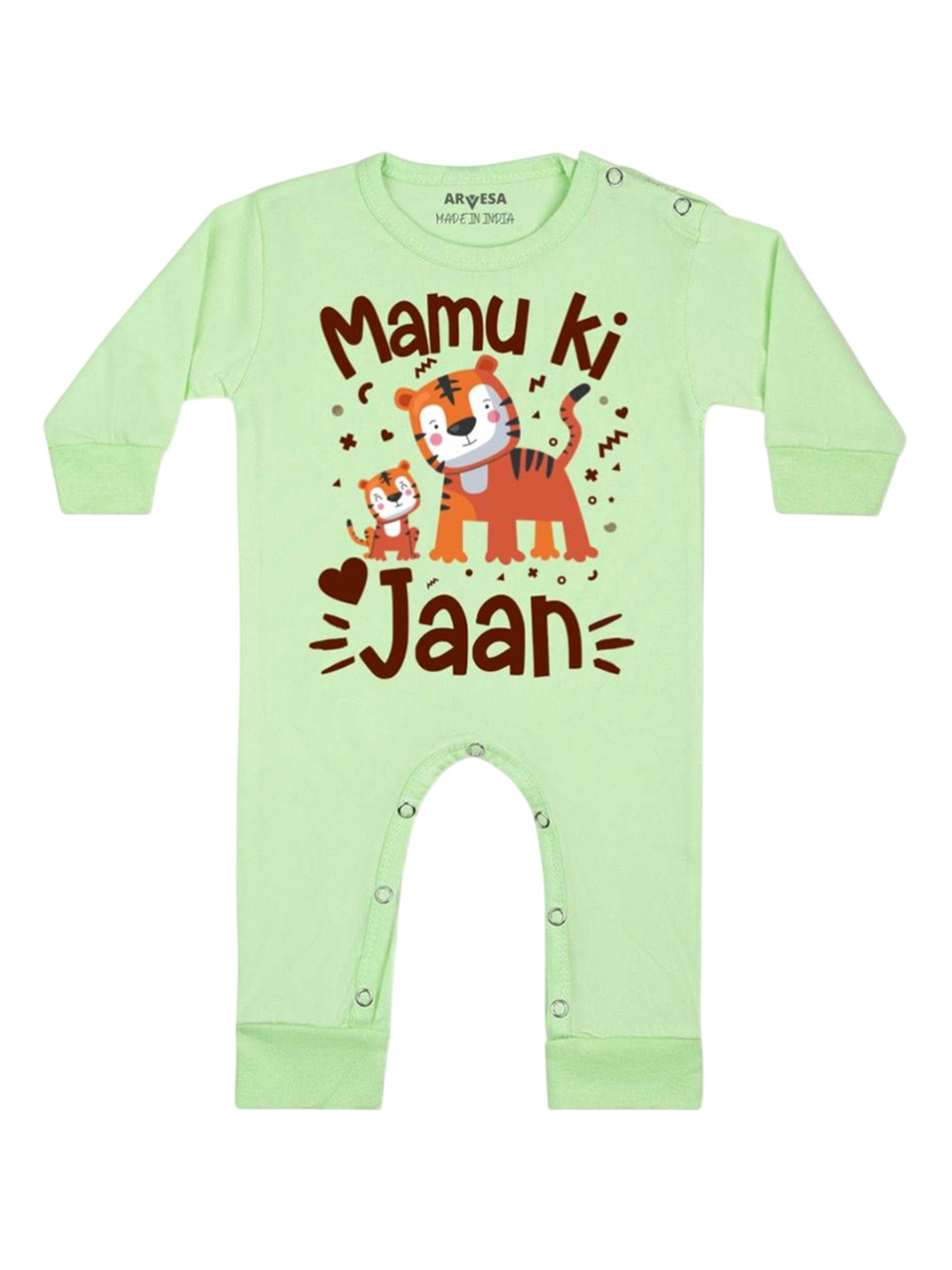 

Arvesa Kids Mamu Ki Jaan Printed Baby Romper, Green