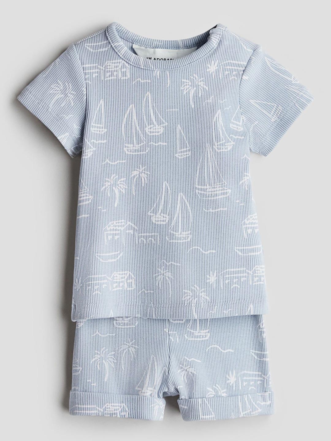 

H&M 2-Piece Ribbed Cotton Set, Blue