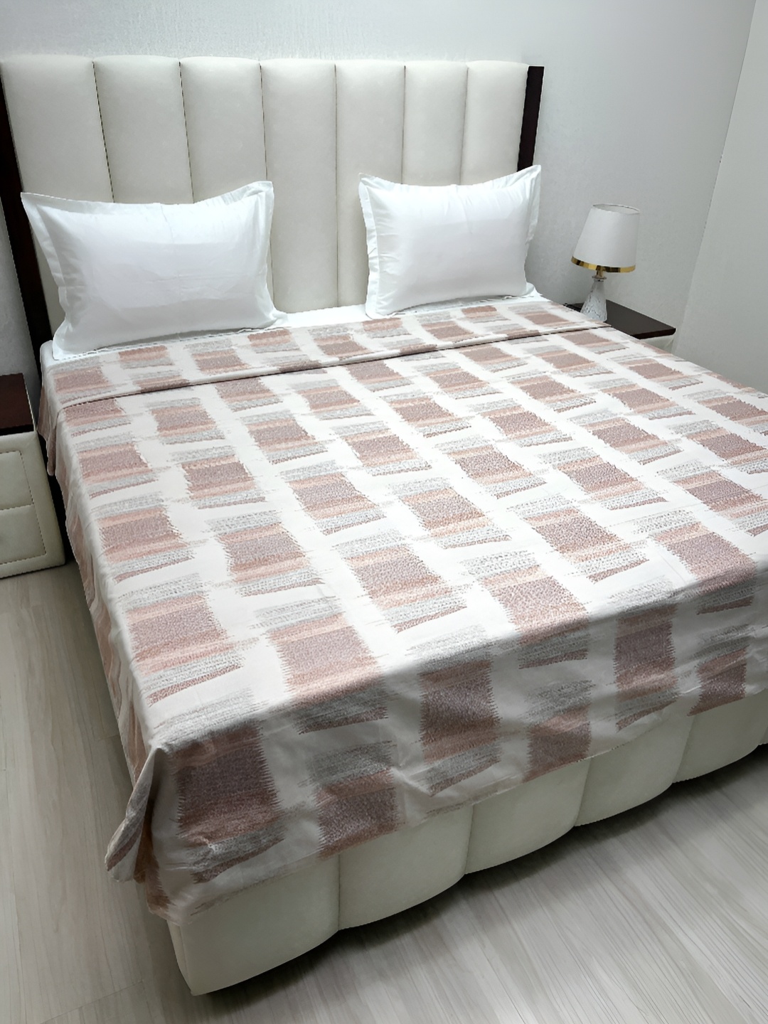 

Pure Decor Beige & Brown Printed Pure Cotton 260 TC King Size Duvet Cover