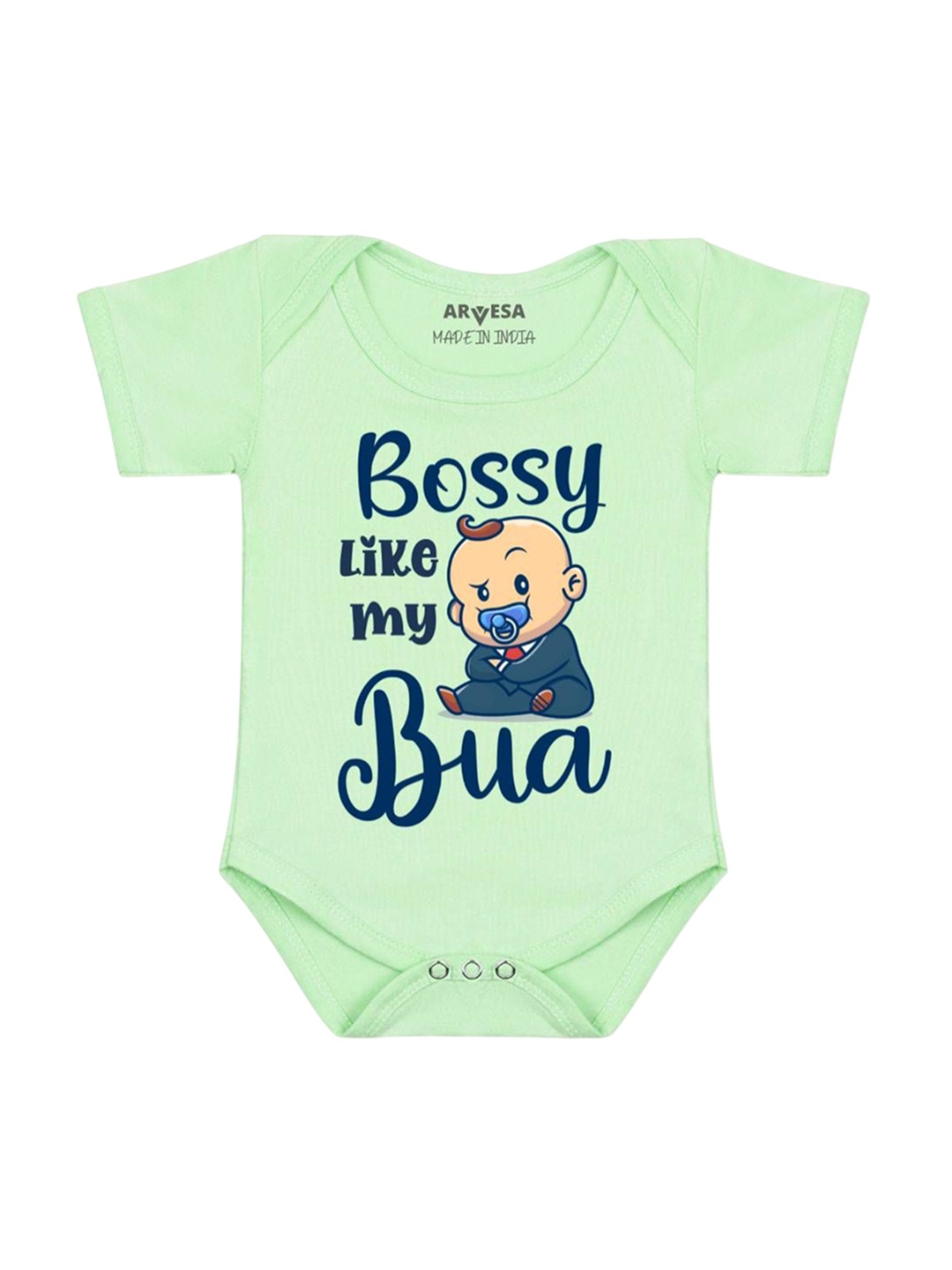 

Arvesa Kids Bossy Like My Bua Printed Romper, Green