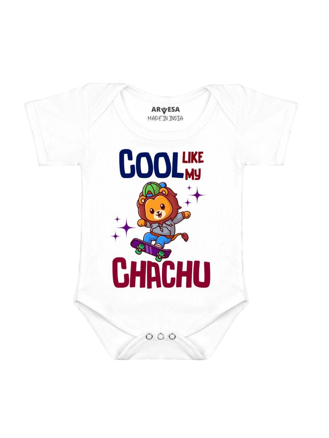 

Arvesa Kids Cool Like My Chachu Printed Romper, White