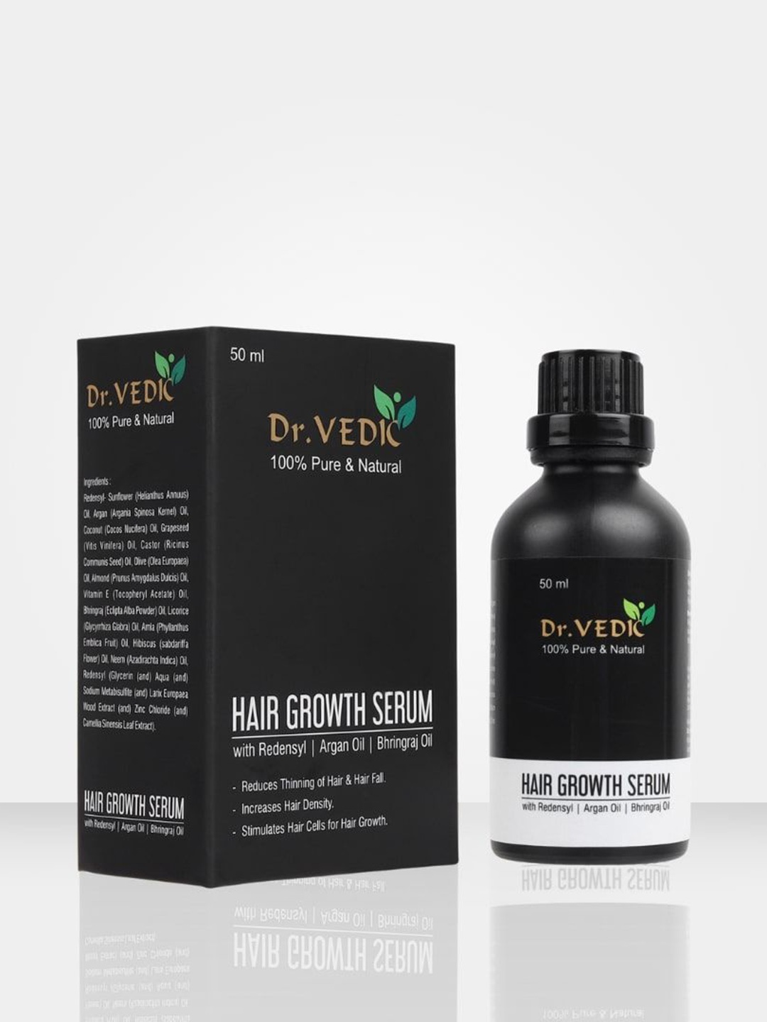 

Dr Vedic Ayurvedic Argan And Bhringraj Hair Growth Serum - 50 ml, Black
