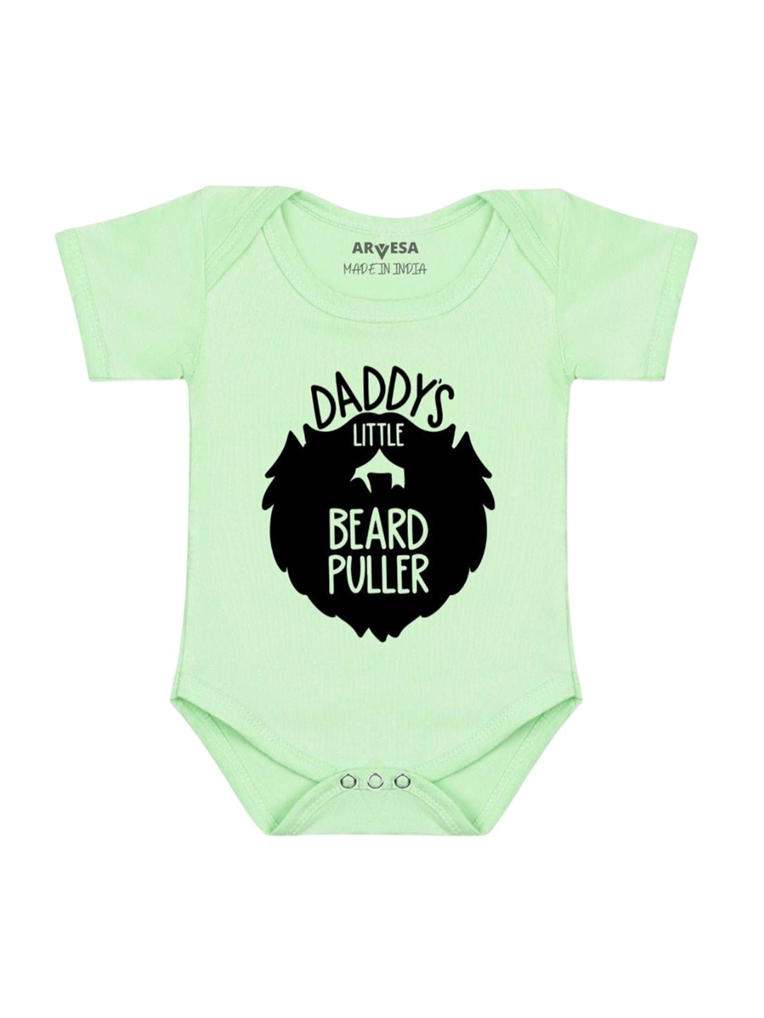 

Arvesa Infants Kids Daddy Little Beard Puller Printed Cotton Romper, Green