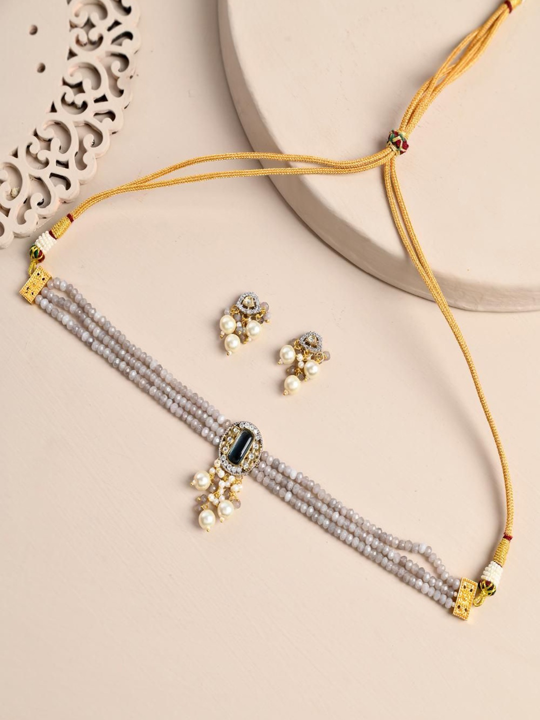 

STYYO Gold-Plated Kundan Studded Jewellery Set