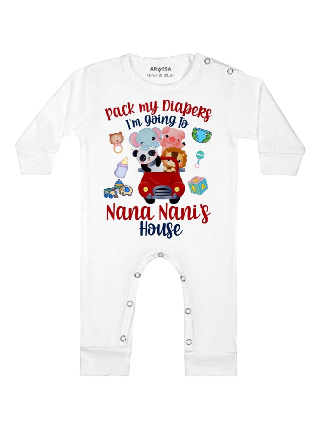 

Arvesa Kids Typography Printed Baby Romper, White
