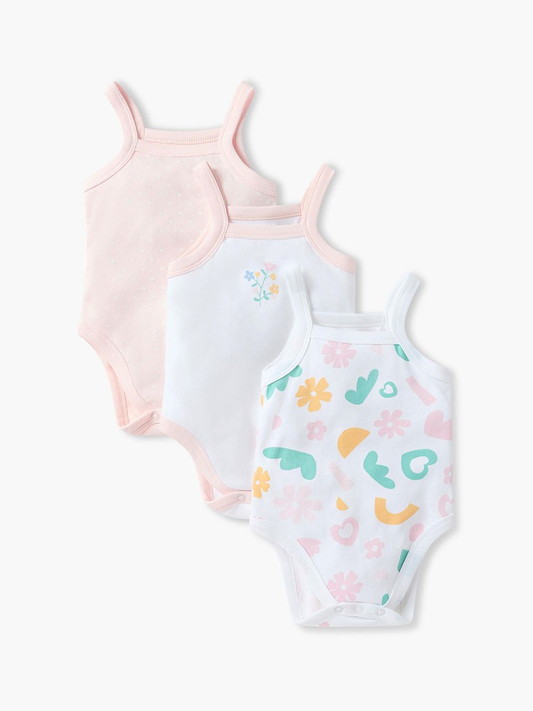 

Juniors by Babyshop Infant Girls Pack Of 3 Printed Cotton Bodysuits, Pink