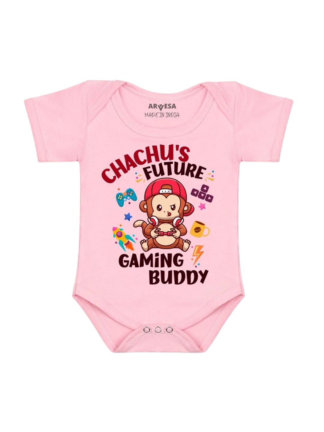 

Arvesa Kids Chachu Future Gaming Buddy Printed Romper, Pink