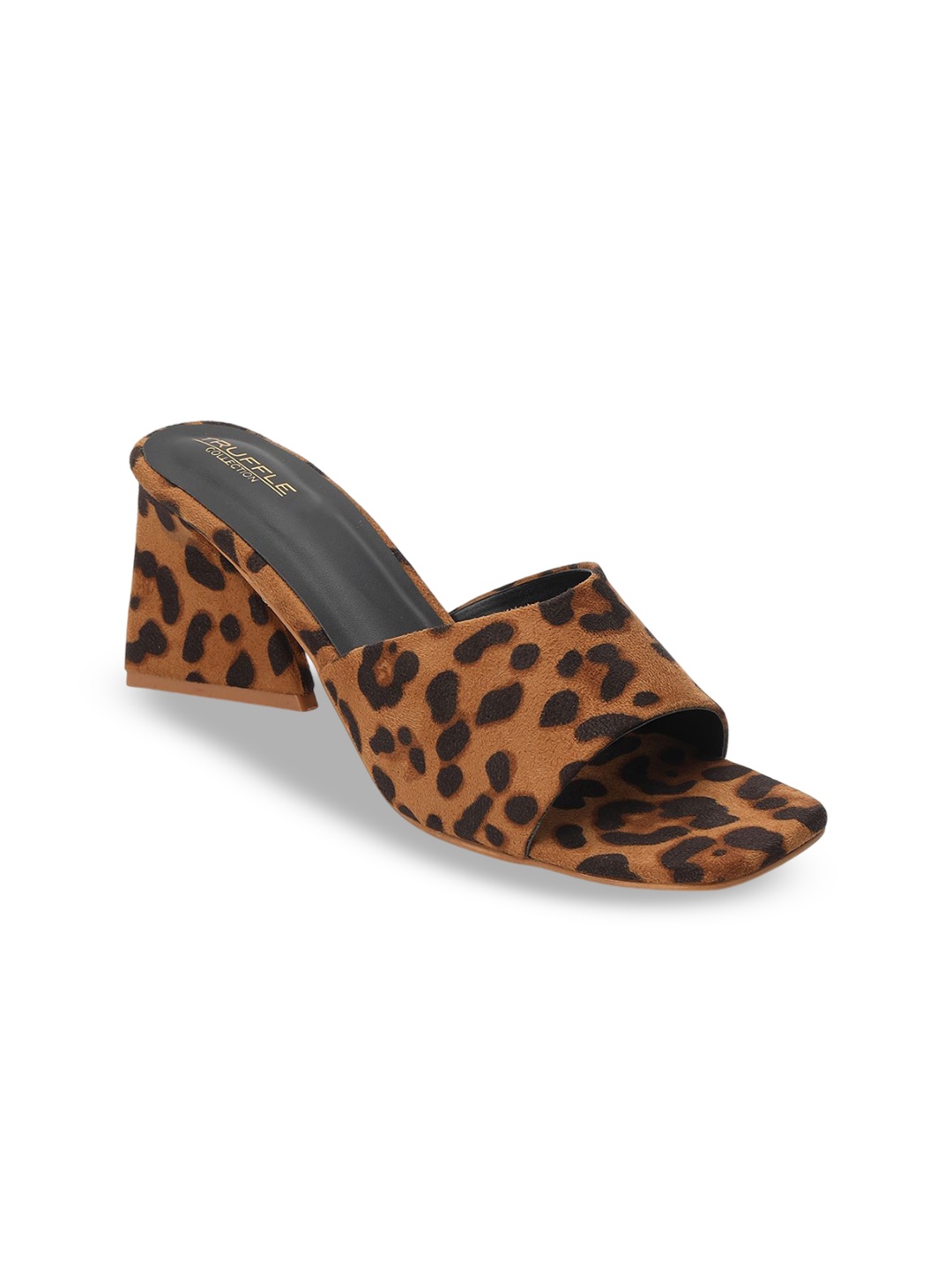 

Truffle Collection Printed Suede Block Mules, Brown