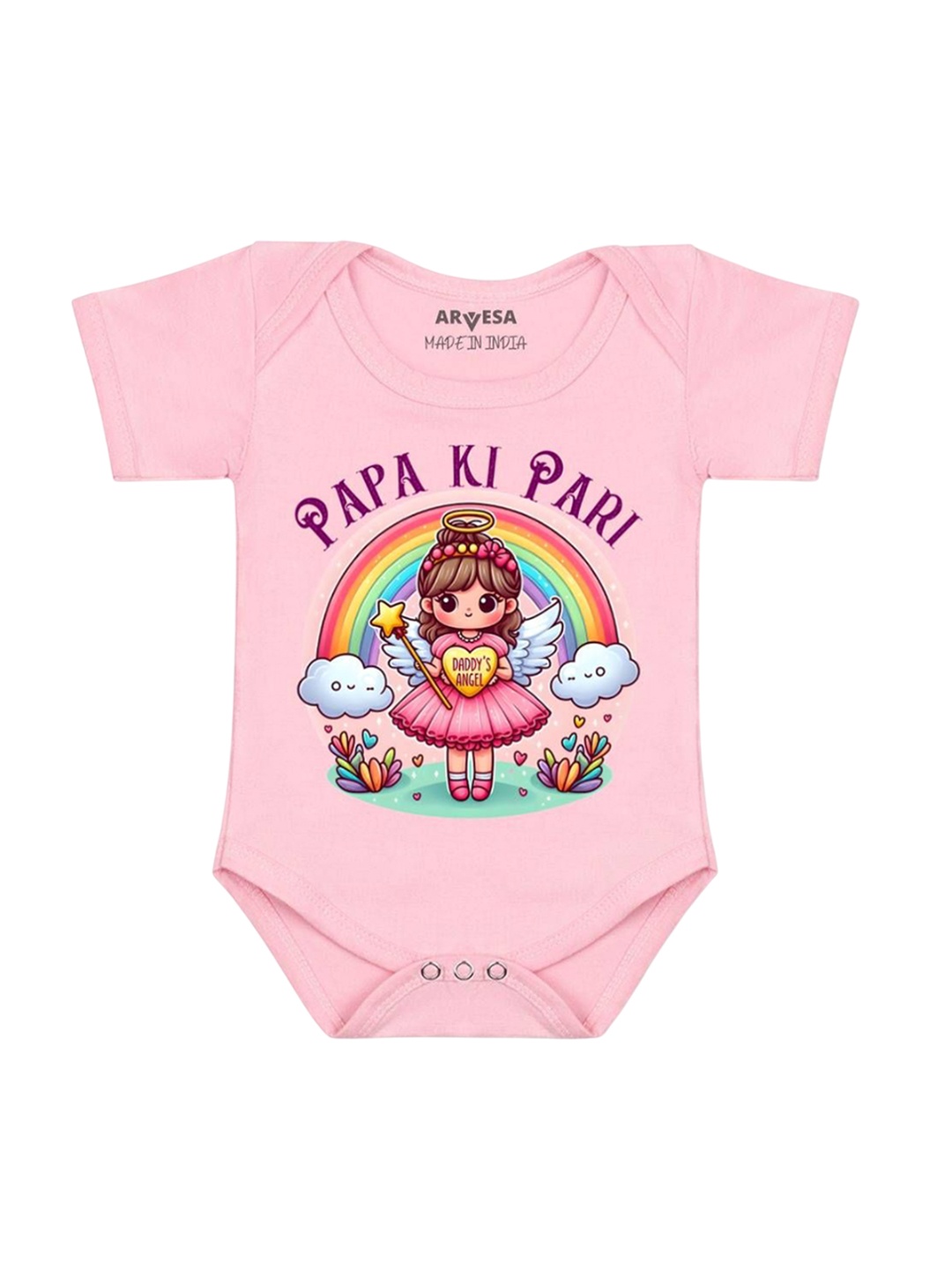 

Arvesa Infants Kids Printed short sleeves Romper, Pink