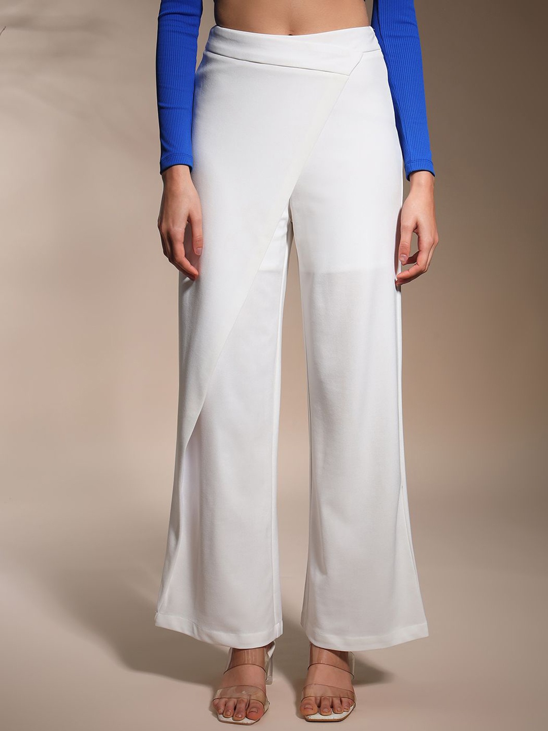 

Zastraa Women Relaxed High-Rise Korean Pants, Off white