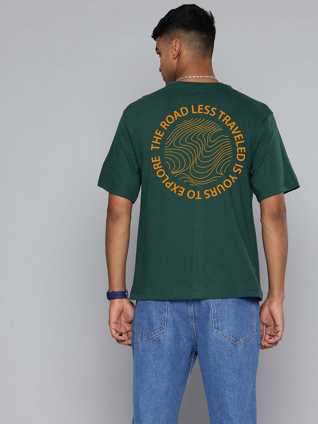 

R.Code by The Roadster Lifestyle Co. Men Printed Cotton Relaxed Fit T-shirt, Green