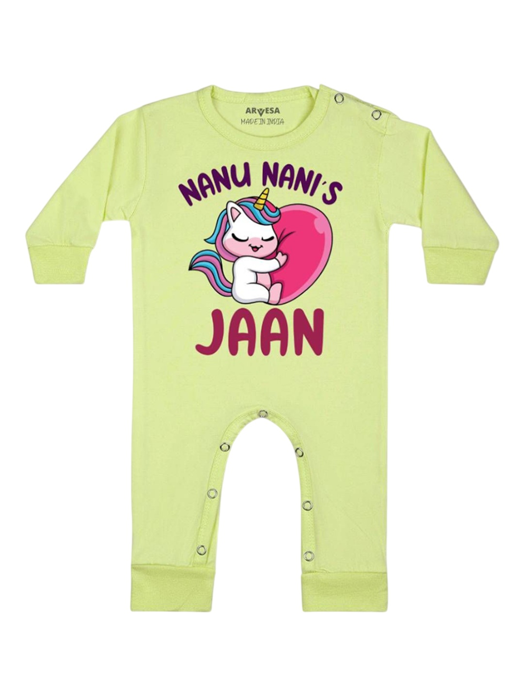 

Arvesa Kids Nana Nani Jaan Printed Baby Romper, Yellow